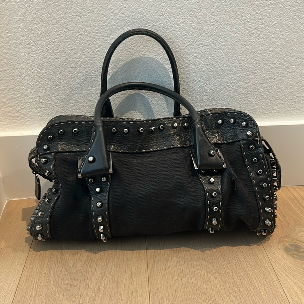 FENDI Vintage Selleria Black Spiked bag
